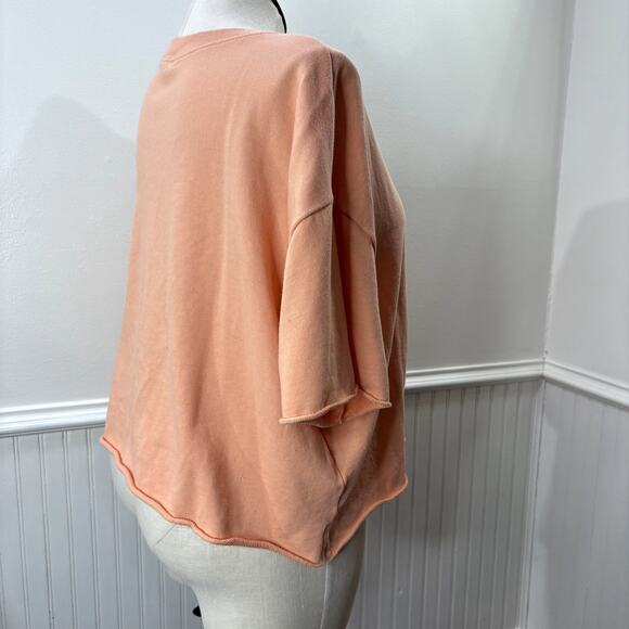 Gap Size XXL Cropped Sweatshirt Short Sleeve Relaxed Peach Slouchy Loungewear - Picture 13 of 13